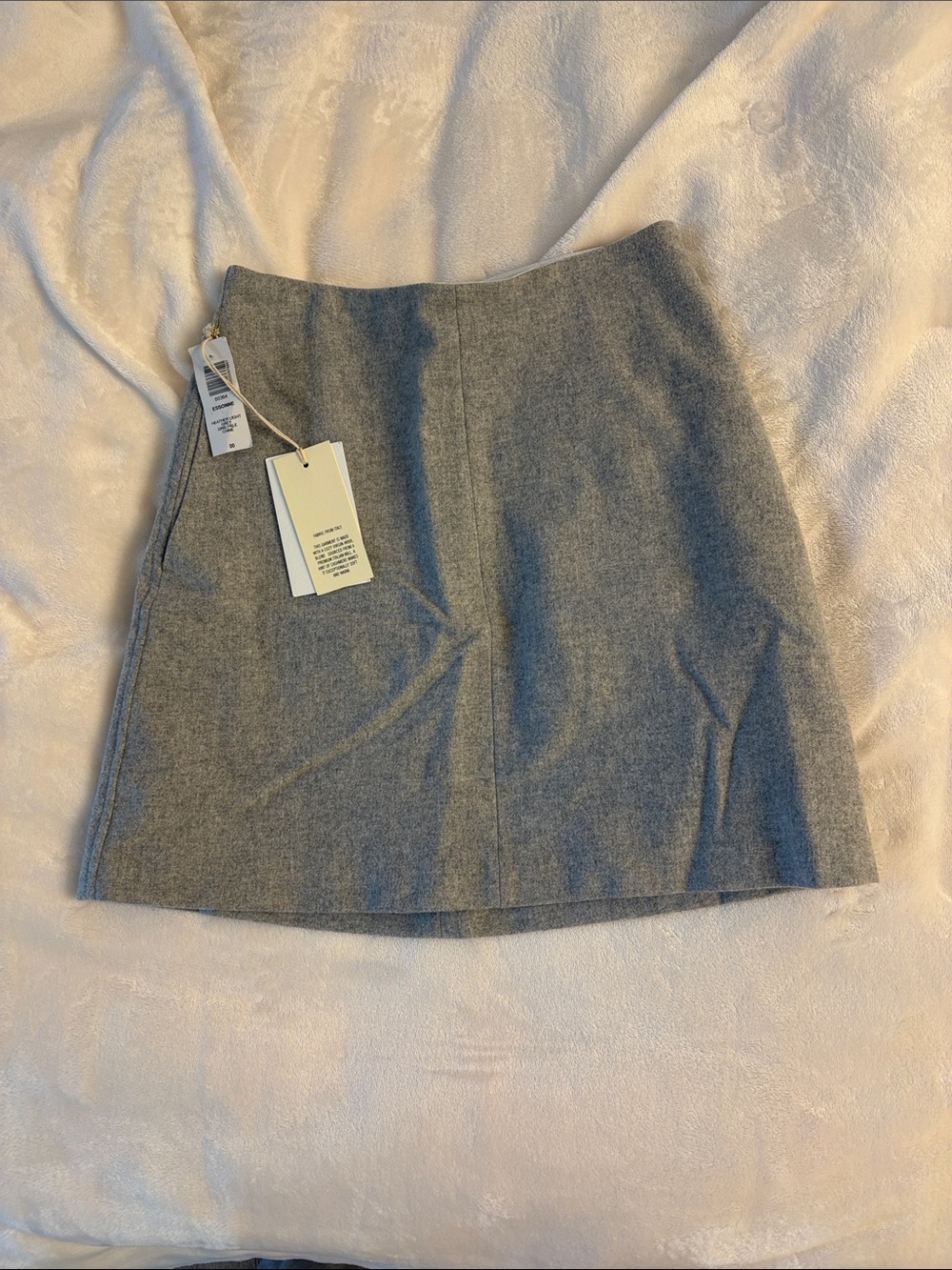 NWT Aritzia Wilfred Essone Heather Light Gray Wool Blend A-Line Mini Skirt
